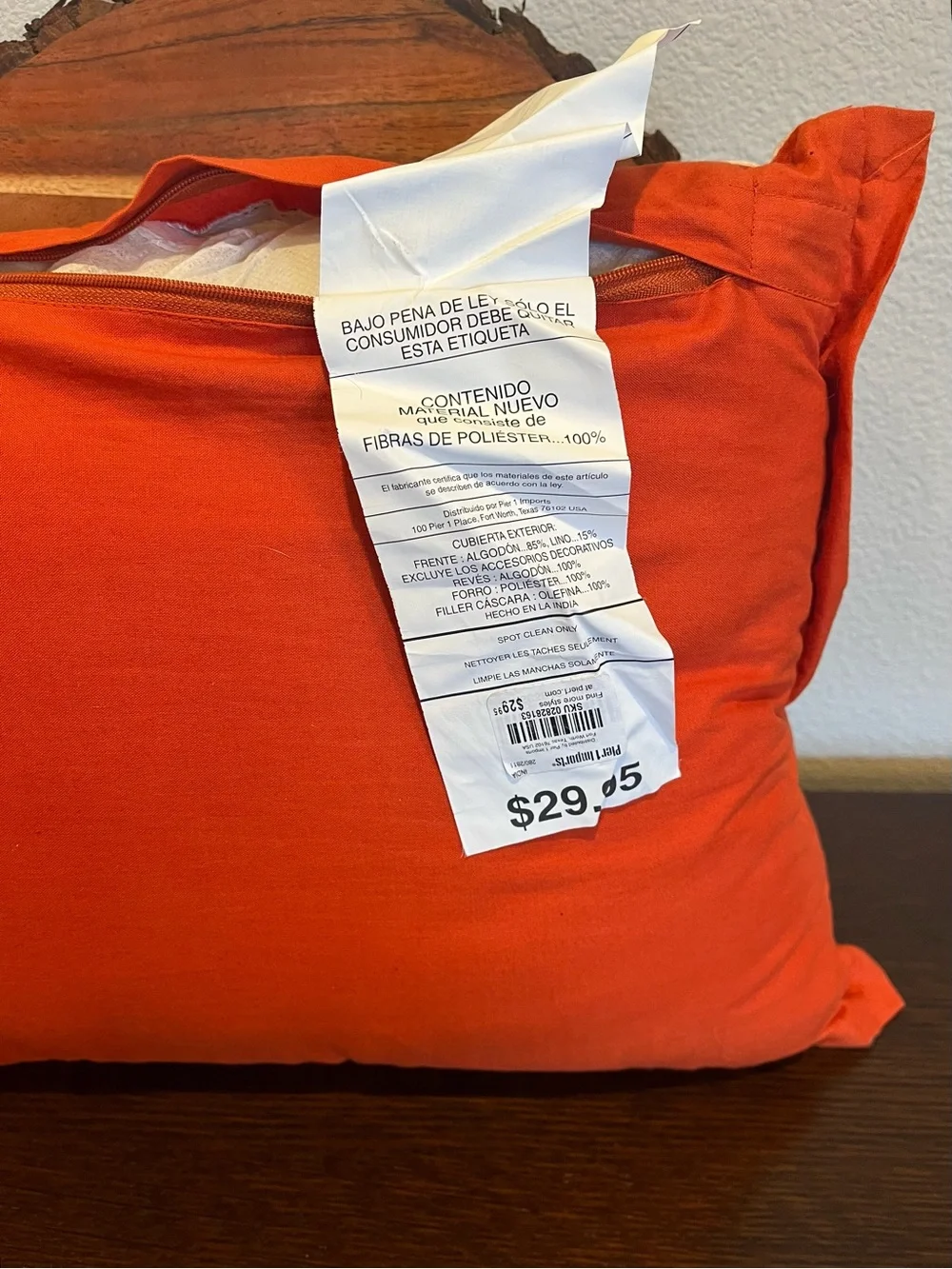 Pier 1 Pumpkin Lumbar Throw Pillow: Crochet, Beaded, Felt, Removable Cover